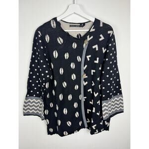 Gudrun Sjoden Abstract Coffee Bean Cardigan Sweater L